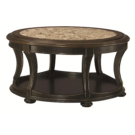 Round Cocktail Table with Top Stone Inlay